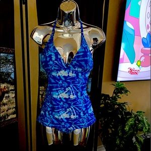 Bobbie Brooks ladies Tankini Swimsuit. A beautiful Tie dye blue and white.